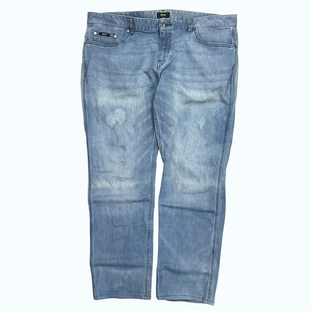 Hugo Boss Delaware1 Mens Jeans 40x34 Light Wash Slim Fit Stretch Denim Blue